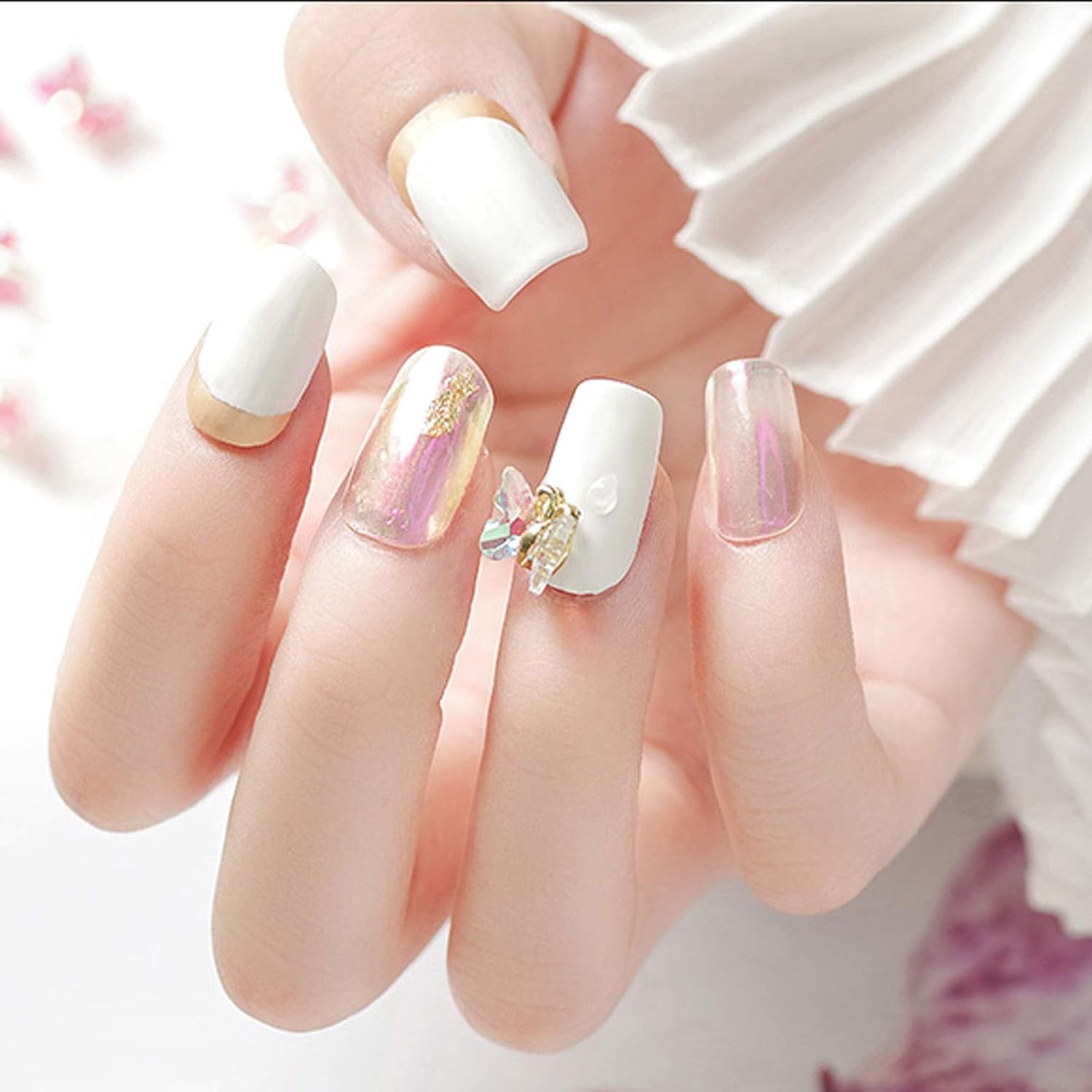 2021 Latest Nail Art Sheets-Free Engraving Ultra-Thin No Marks Matte Half Paste Fully Paste Nail Extension Boxed Square (504 Pieces) Suitable for Nail Salon or DIY Nail Art image number 3