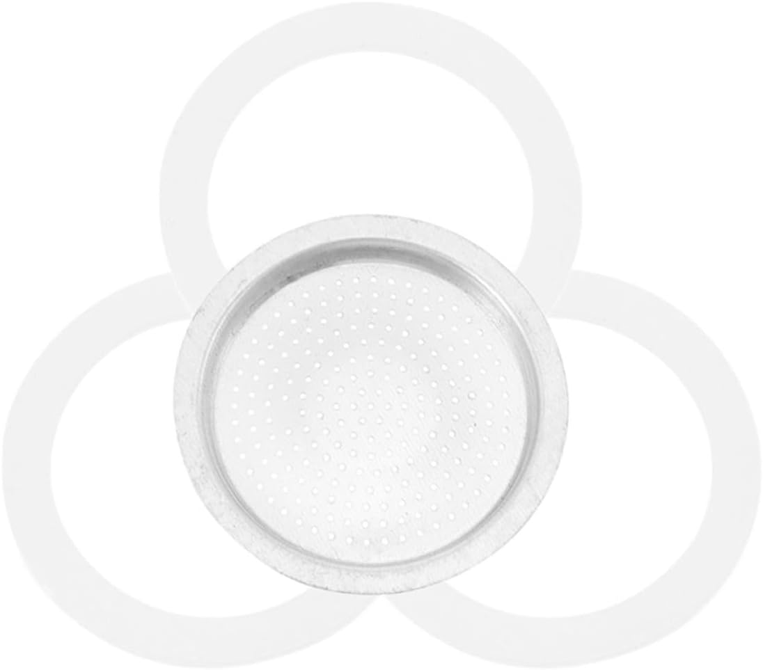 INOOMP Espresso Coffee Pot Accessories Set with 3 Silicone Gaskets and 1 Aluminium Alloy Filter, 50Ml Replacement Sealing Rings Compatible with Stovetop Coffee Makers for Home Brewing image number 5