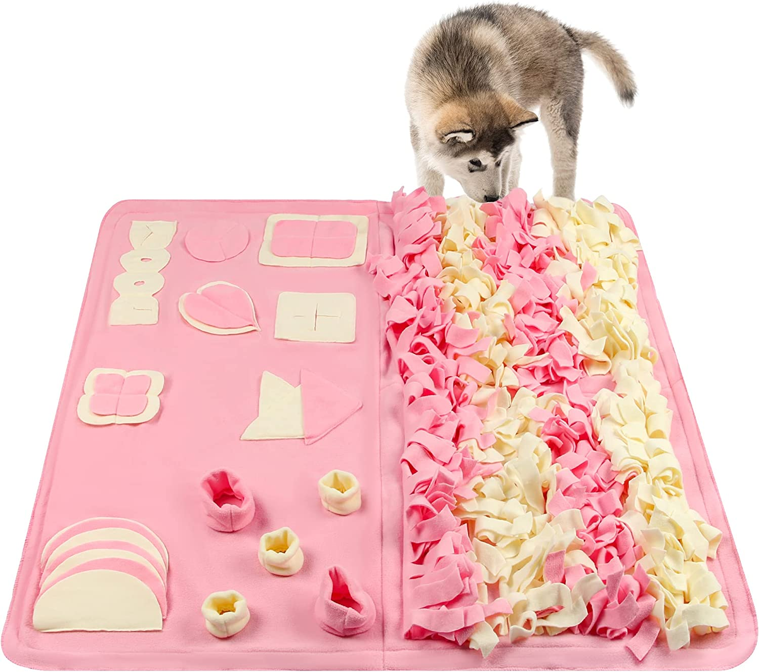 Stellaire Chern Snuffle Mat for Small Large Dogs Nosework Feeding Mat (23.6" X 39.4") Easy to Fill and Machine Washable Training Mats Pet Activity/Toy/Play Mat, Great for Stress Release - M & Pink