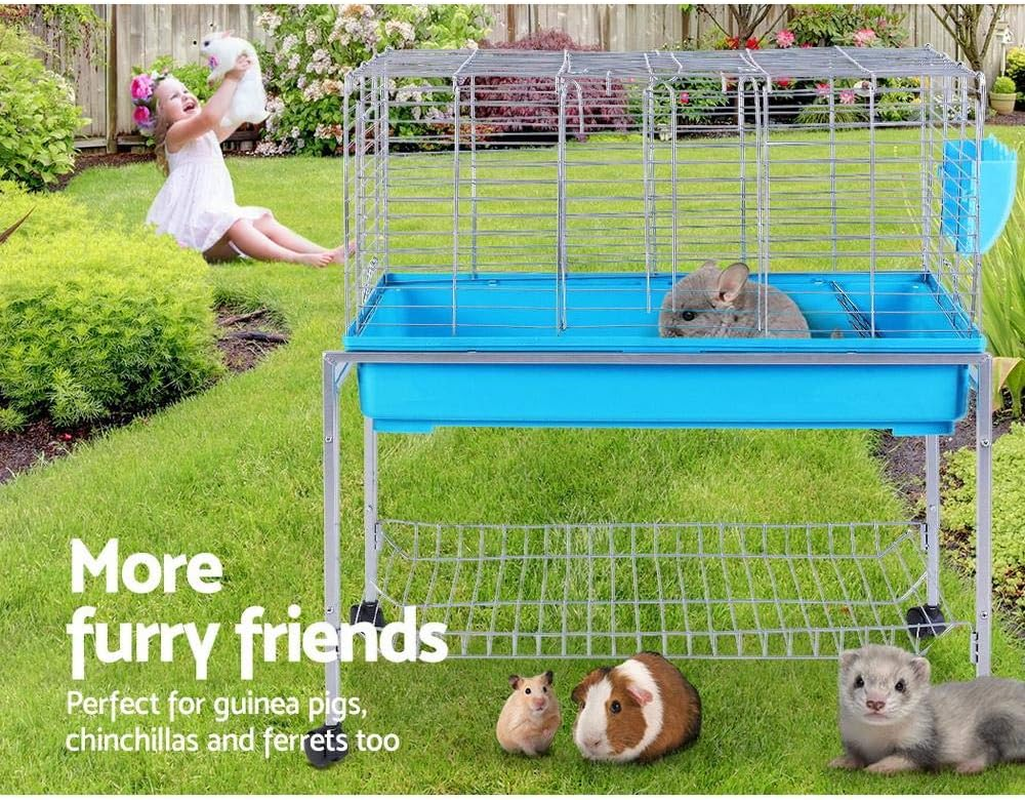I.Pet Rabbit Hutch Bird Cage Ferret Guinea Pig Rat Bunny Cages Pet Enclosure House Carrier Habitat,Ourdoor Indoor for Small Animals, 88Cm Tall Detachable Design with Double Doors image number 3