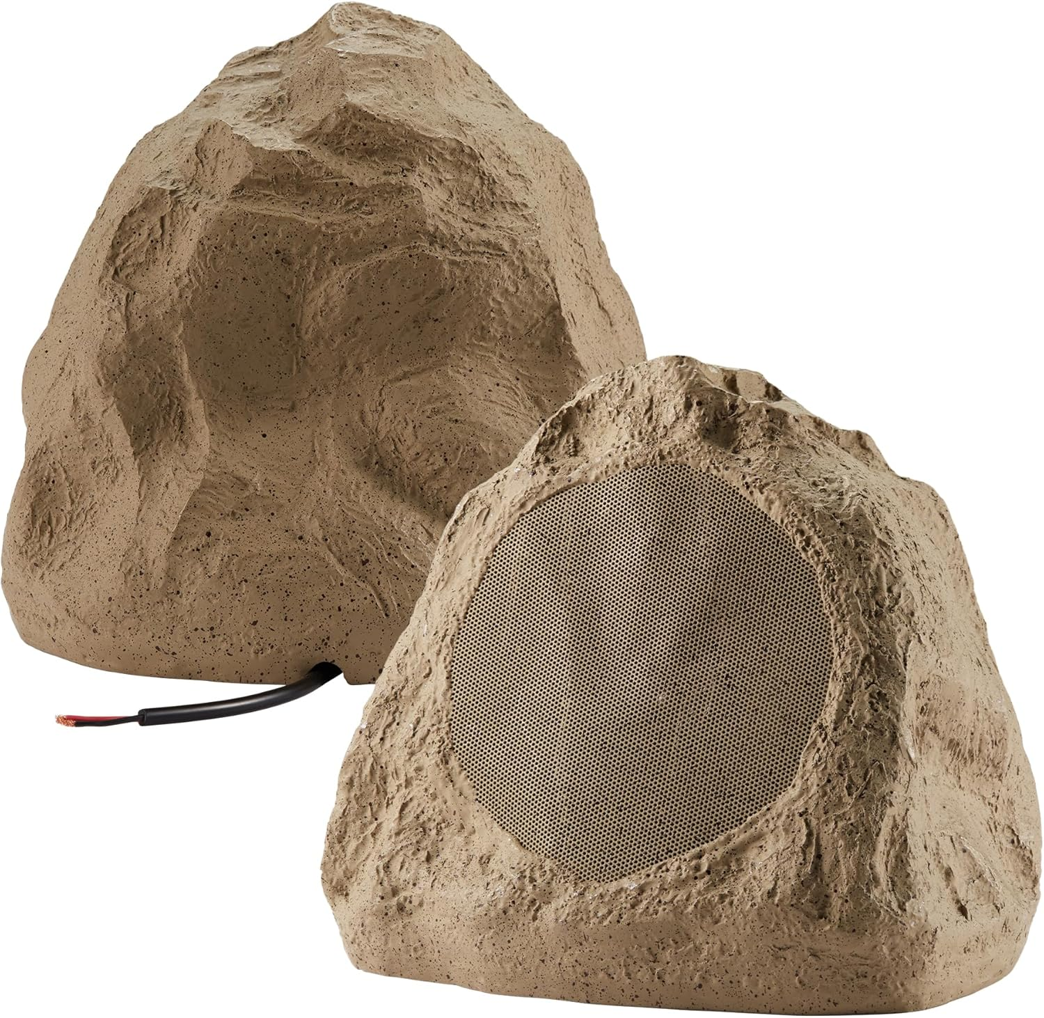 Theater Solutions 2R6S Outdoor Sandstone 6.5" Rock 2 Speaker Set for Deck Pool Spa Yard Garden