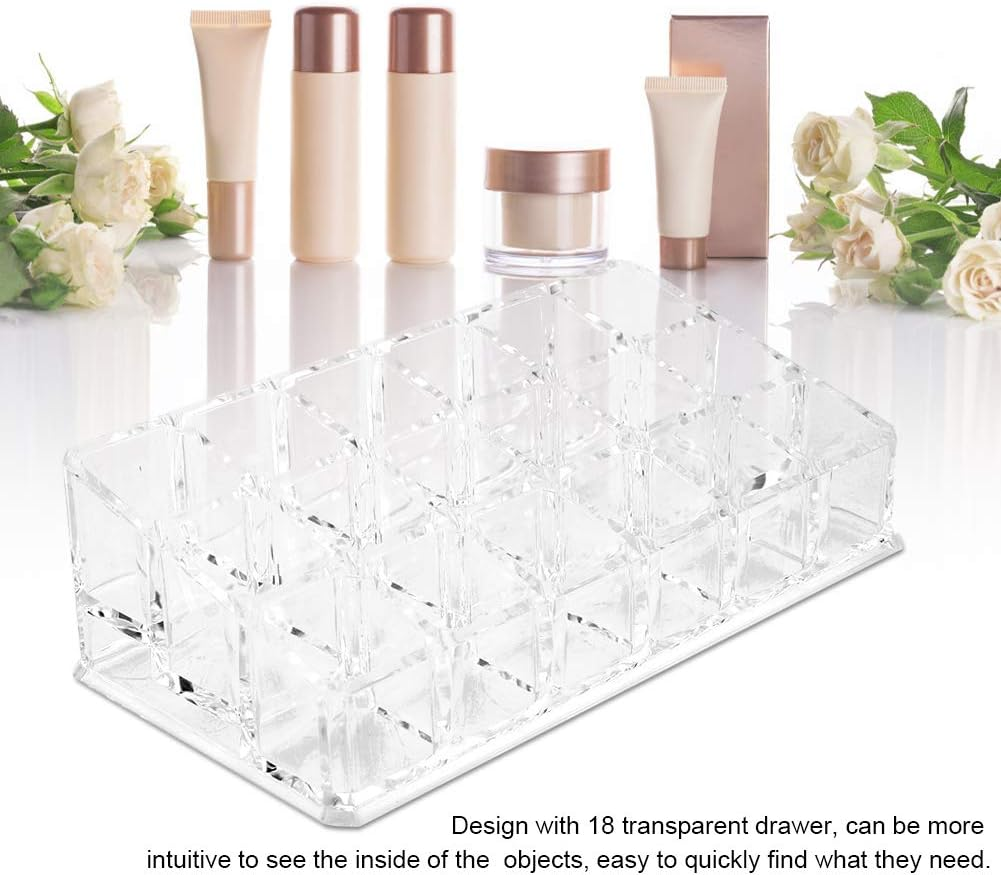 Haofy 18 Grid Mini Cabinet Transparent Acrylic Lipstick Holder Jewelry Cosmetic Storage Box for Desktop Organizer Suitable for Makeup Lovers Earrings Nail Polish Storage Easy Find Durable Material image number 3