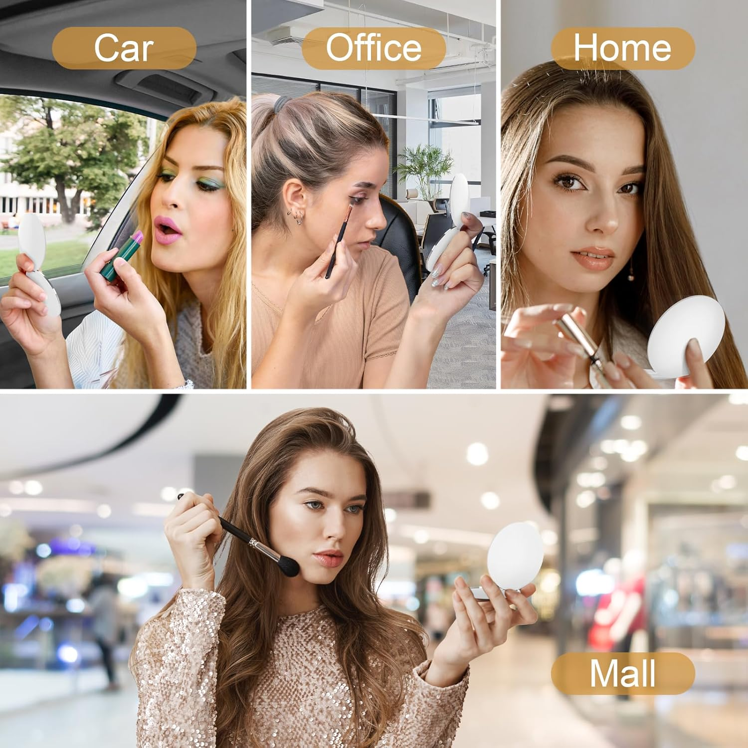 Compact Mirror with Light, 1X/3X Magnification LED Pocket Mirror with USB Data Cable, White Mini Mirror for Purse, Pocket,Travel and Present image number 3