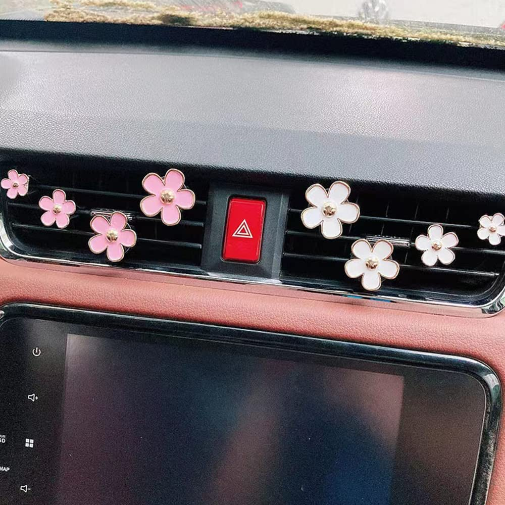 FRAINBOWZ Daisy Flower Car Accessories for Women, 4Pcs Lucky Flower Air Conditioning Outlet Clip, Car Air Freshener Clip, Air Vent Clips Vent Ornament (White) image number 3