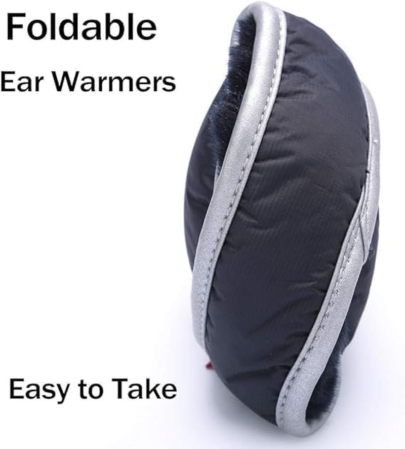 Ear Warmers Waterproof Unisex Winter Fleece Earmuffs for Men Women Adjustable Ear Muffs image number 5