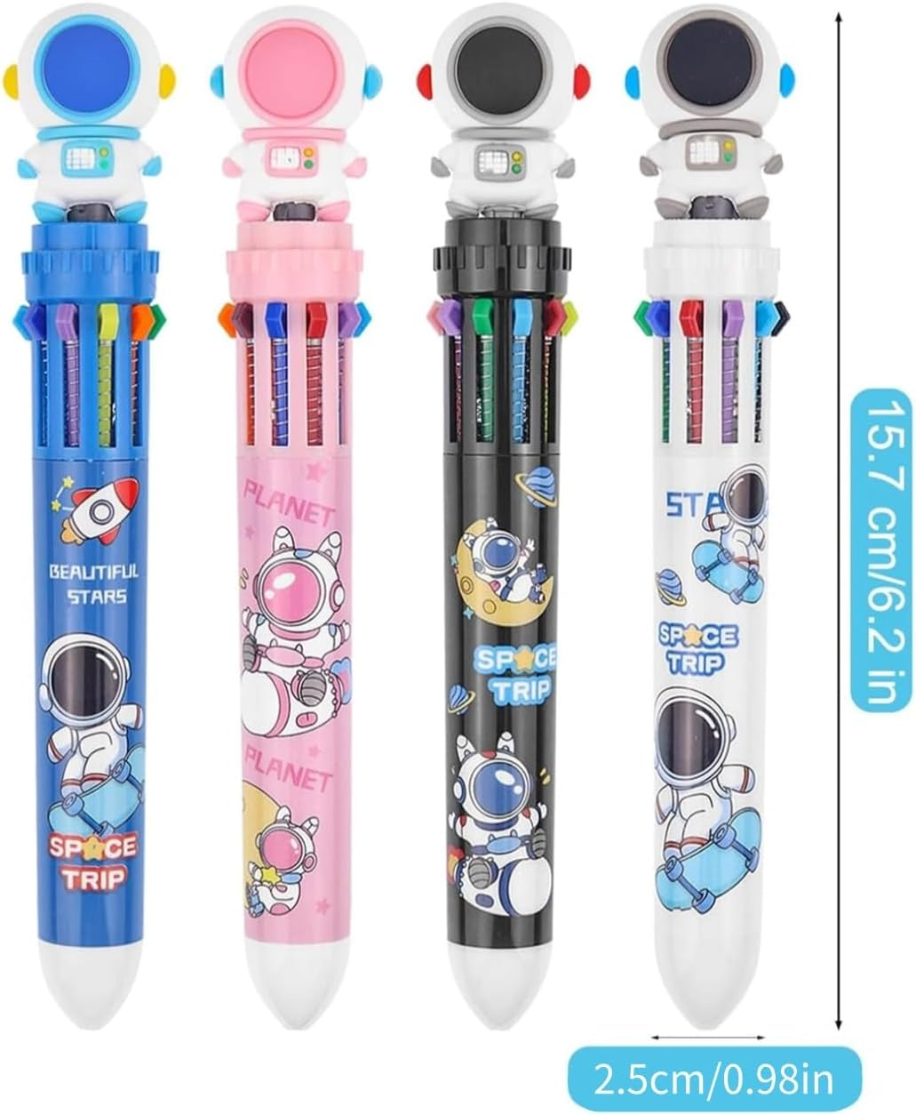 Lyfengdeam 4PCS 10-In-1 Multicolored Retractable Ballpoint Pens for Kids Party Bag Fillers, Fun Cute Cartoon Multi Color Ballpoint Pen Bulk for Classroom School Supplies Party Favors Girls Boys Gifts