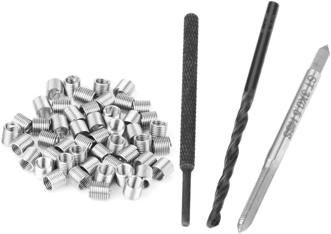 50-Piece Thread Repair Kit, Stainless Steel, M3 X 2D, for Damaged Screws and Bolts image number 6