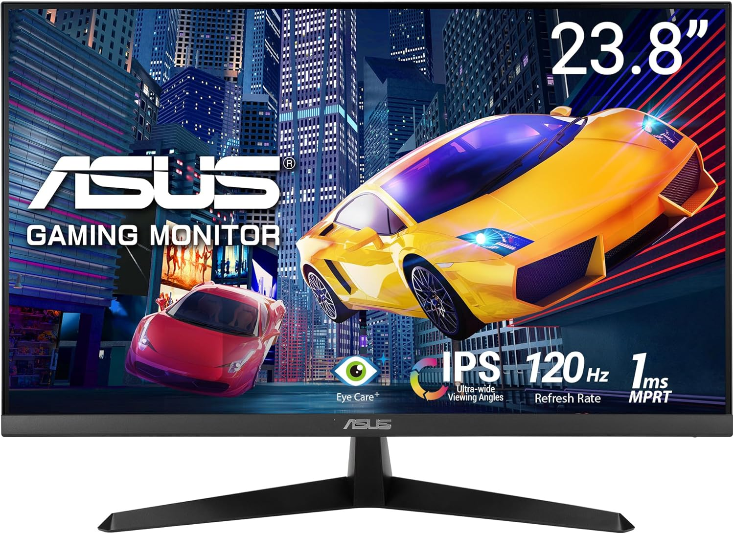 ASUS VY249HGR Eye Care Gaming Monitor &ndash; 24-Inch (23.8-Inch Viewable), IPS, Full HD, Frameless, 120Hz, Adaptive-Sync, 1Ms MPRT, HDMI, Low Blue Light, Flicker Free, Wall Mountable