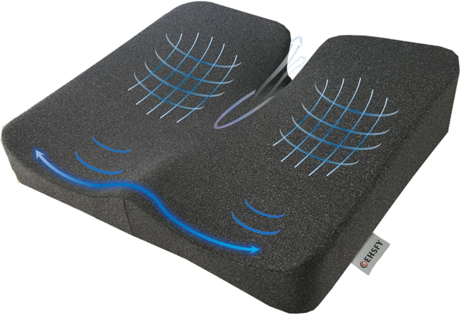 Seat Cushions for Office Chairs Memory Foam Pressure Relieving Pads Comfort Coccyx Pillow Booster Cushion for Chairs Car Seats Wheelchair（Grey） image number 2