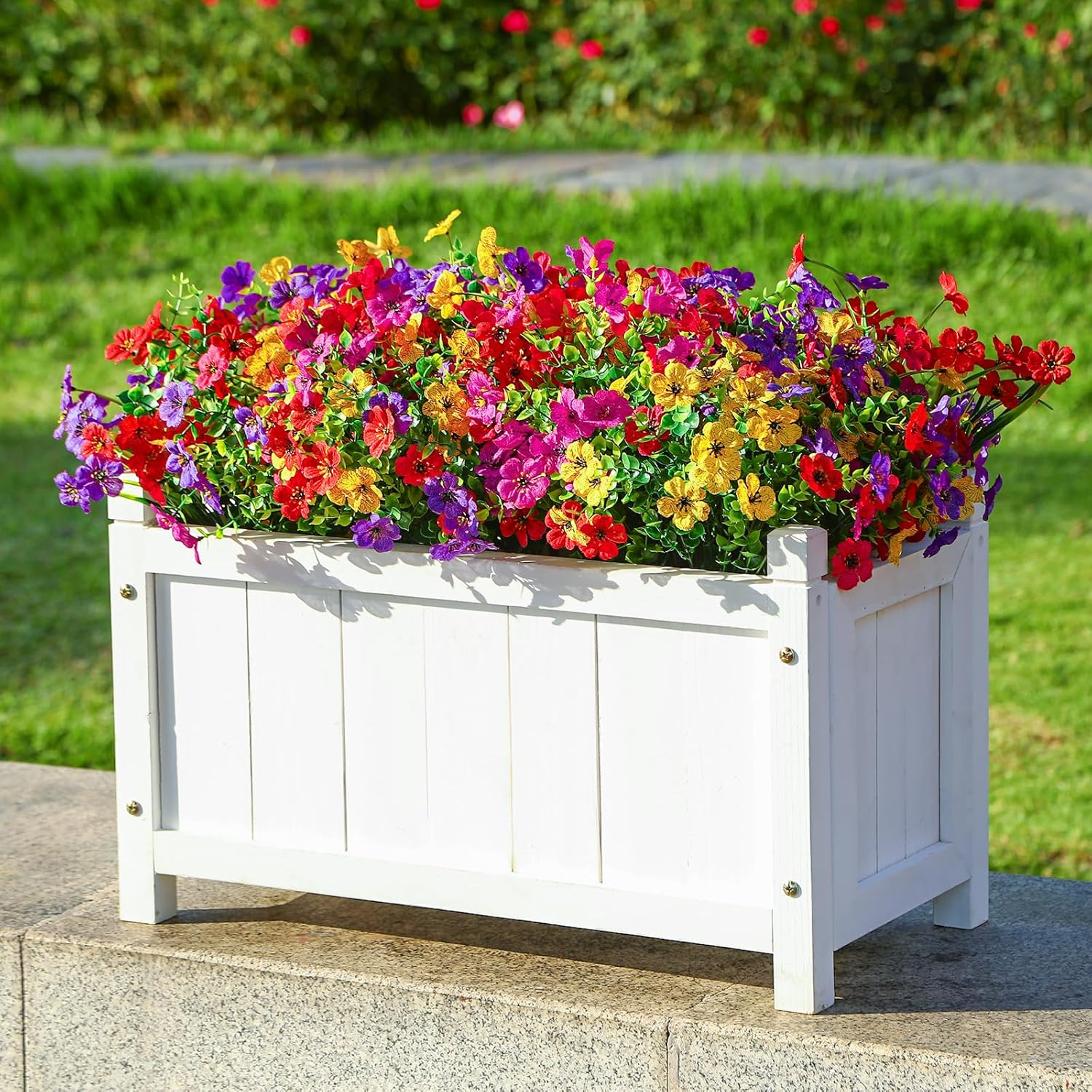 Alupssuc 24 Bundles Artificial Flowers for Outdoors Decoration, UV Resistant Silk Violet Faux Colorful Violet Eucalyptus Spring Fake Plants for outside Indoor Yard Home Patio Porch Decor, Mix 4 Colors image number 2