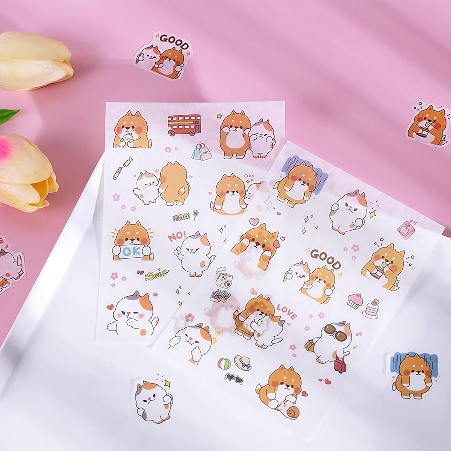 Doraking 250Sheets Cute Cartoon Dog Memo Notes Writing Pads Scrapbook Decorations TODO List for Planning with 2 Sheets Decorative Stickers, Doraking Shiba Inu Memos image number 5