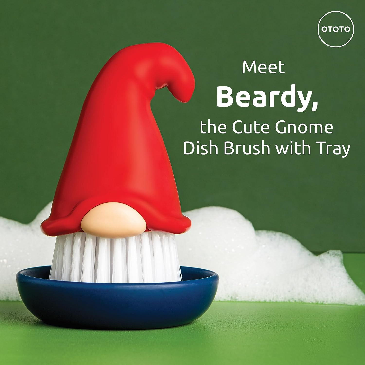 New! Beardy Dish Brush by OTOTO - Gnome Gifts, Extravagant Gifts, Cute Kitchen Accessories, Funny Kitchen Gadgets image number 1