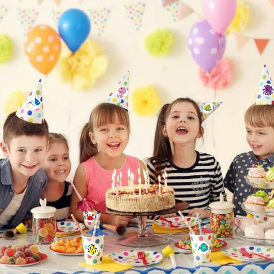 Betterjonny 1000Pcs Animal Stickers, 2.5Cm round Marine Sea Stickers 16 Patterns Ocean Rolls round Motivational Labels for Envelope Card Party Decor Teacher Classroom image number 5