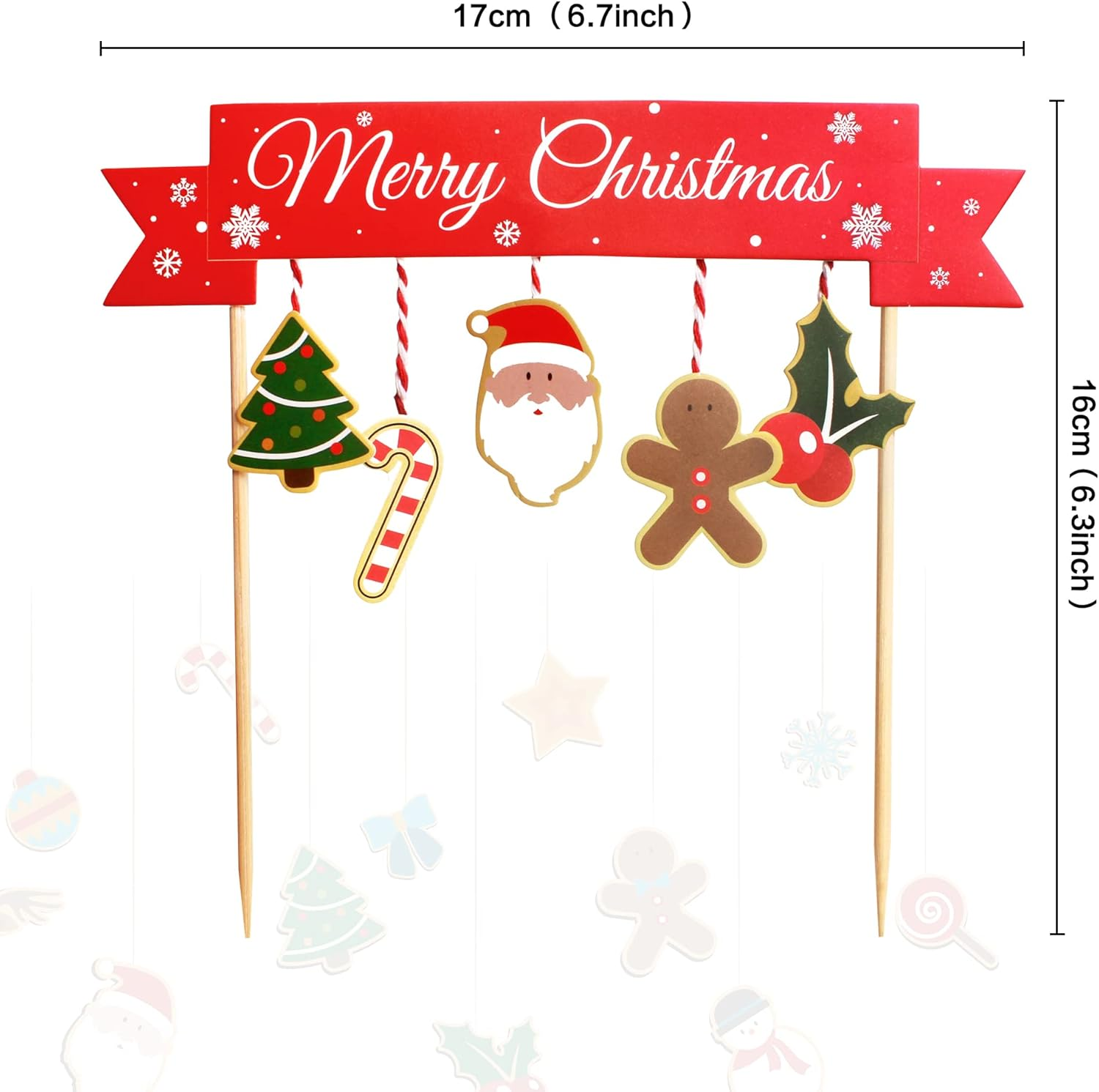 5Pcs Merry Christmas Cake Toppers Decorations Set DIY Penguin Santa Claus Christmas Cake Banner Cupcake Toppers for Winter Xmas Holiday Frozen Party Supplies image number 1