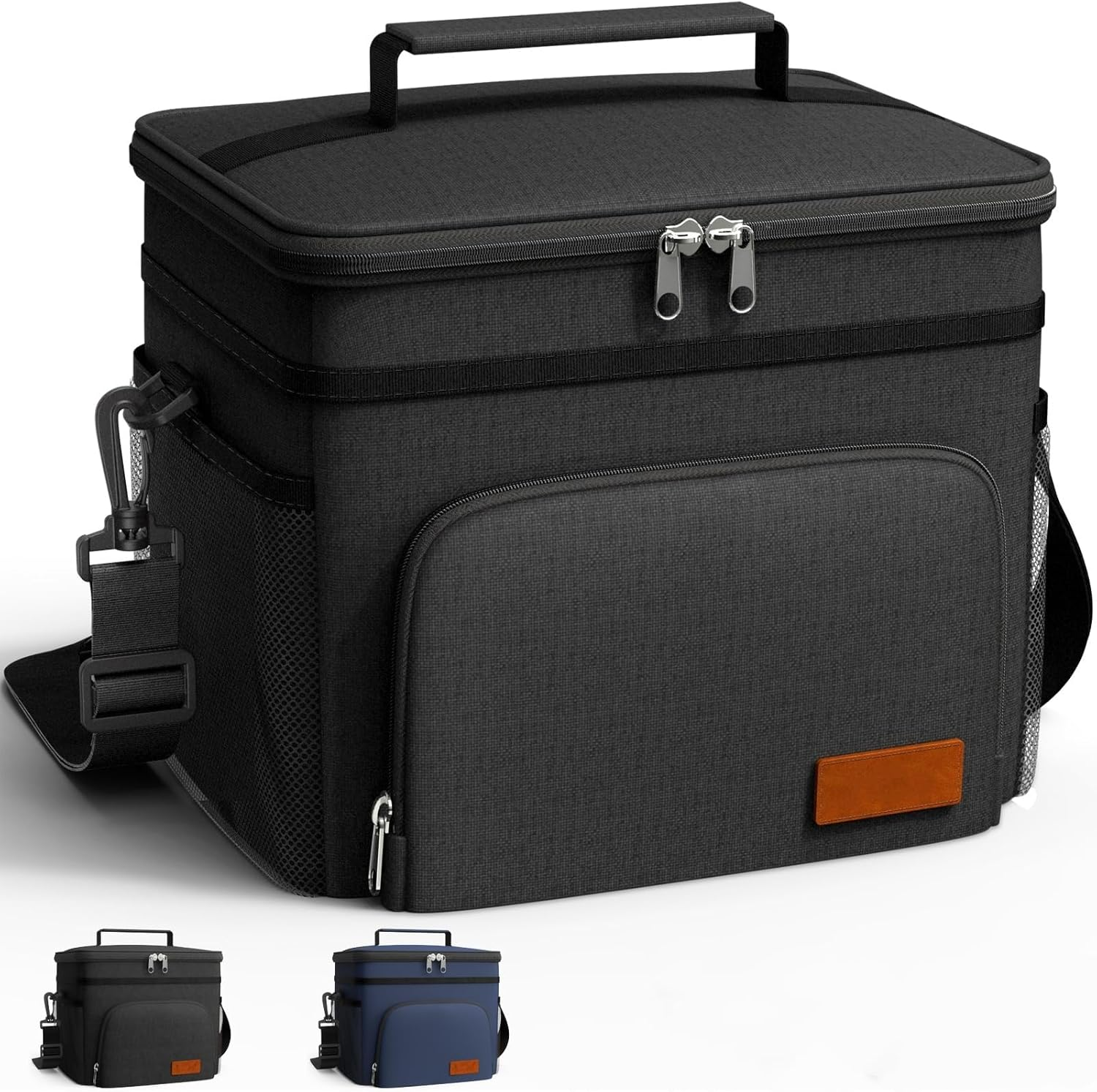 Insulated Lunch Box, Leakproof Insulated Lunch Box, 15L Soft Cooler Cooling Tote Bag, with Adjustable Shoulder Strap, Reusable Lunch Bags for Adult Men, Women, for Work, Picnic (Black) image number 2