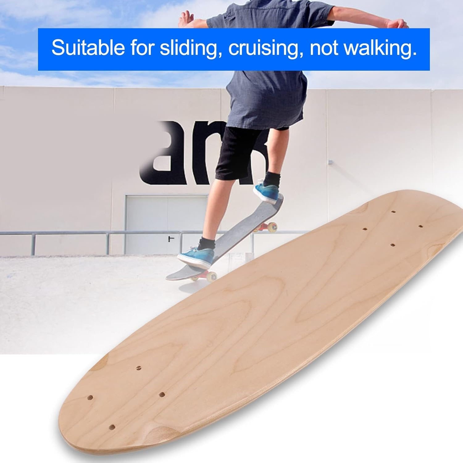 Oidnvay 22Inch Blank Skateboard Deck Natural 55.5X15Cm Maple Banana Sliding Cruising Skating Single Rocker Board DIY Decks image number 1