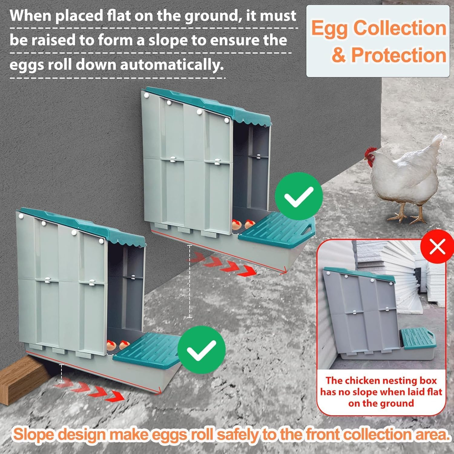 6 Pack Chicken Nesting Box, Chicken Coop, Chicken Laying Boxes with Egg Collection & Perch for Easy Picking Protecting Eggs, Nesting Boxes for Laying Eggs with 6 Compartments image number 6