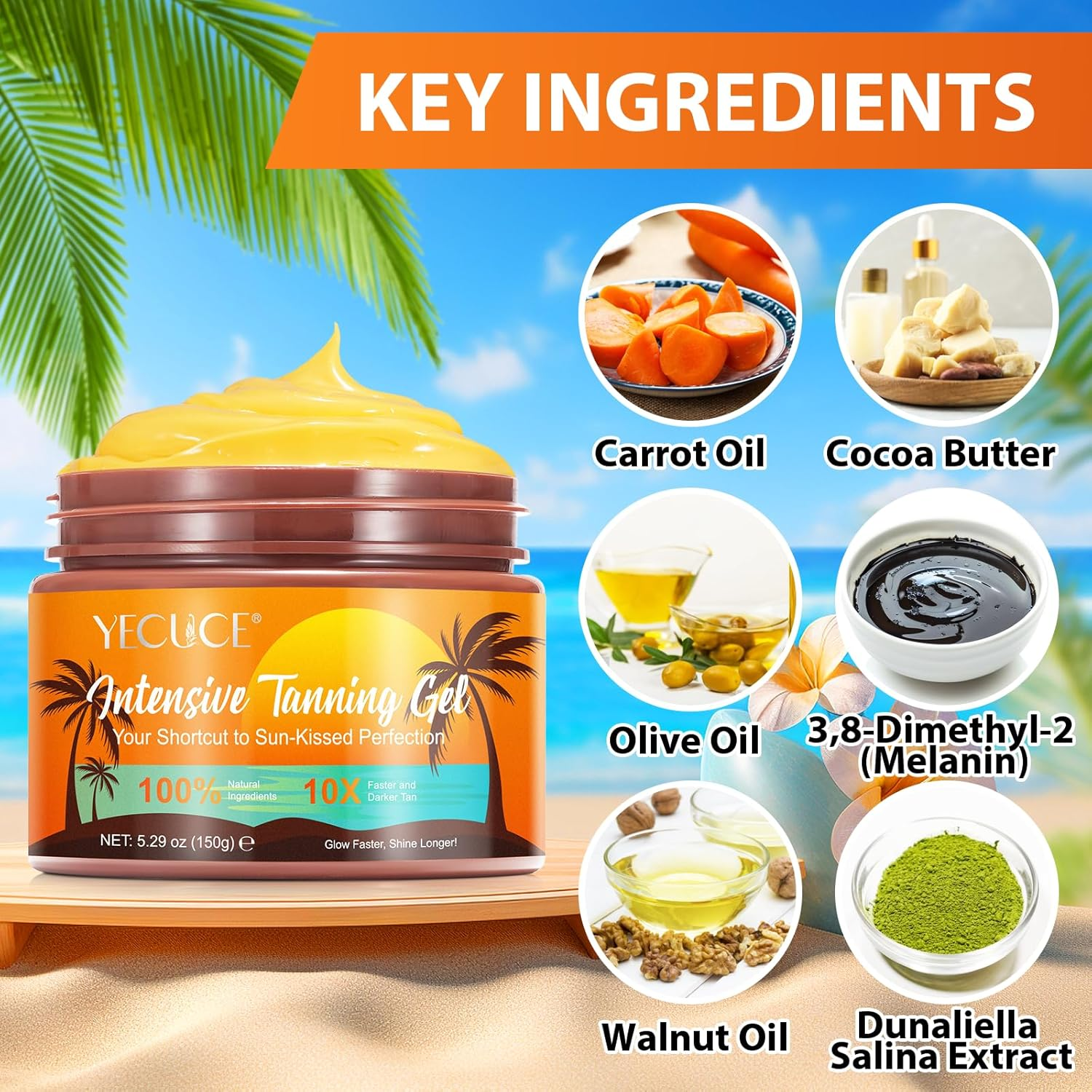 Brown Tanning Cream 5.29 Fl Oz | Intensive Tanning Gel, Tan Accelerator Lotion, Dark Tanning Oil for Natural Tan Skin, Deep, Long-Lasting Glow image number 1