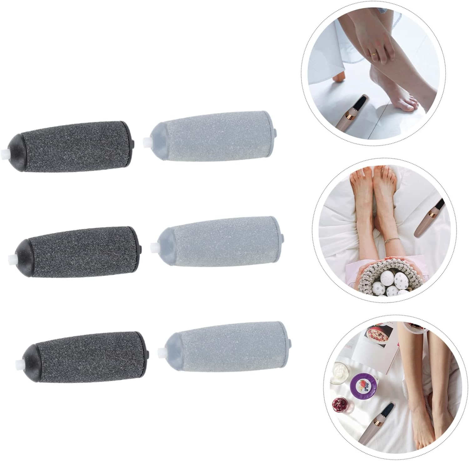 KAILIKETIY 6Pcs Replacement Grinding Heads for Electric Foot File Dual-Speed Callus Removers Black and Gray Suitable for Home Pedicure and Foot Care image number 2