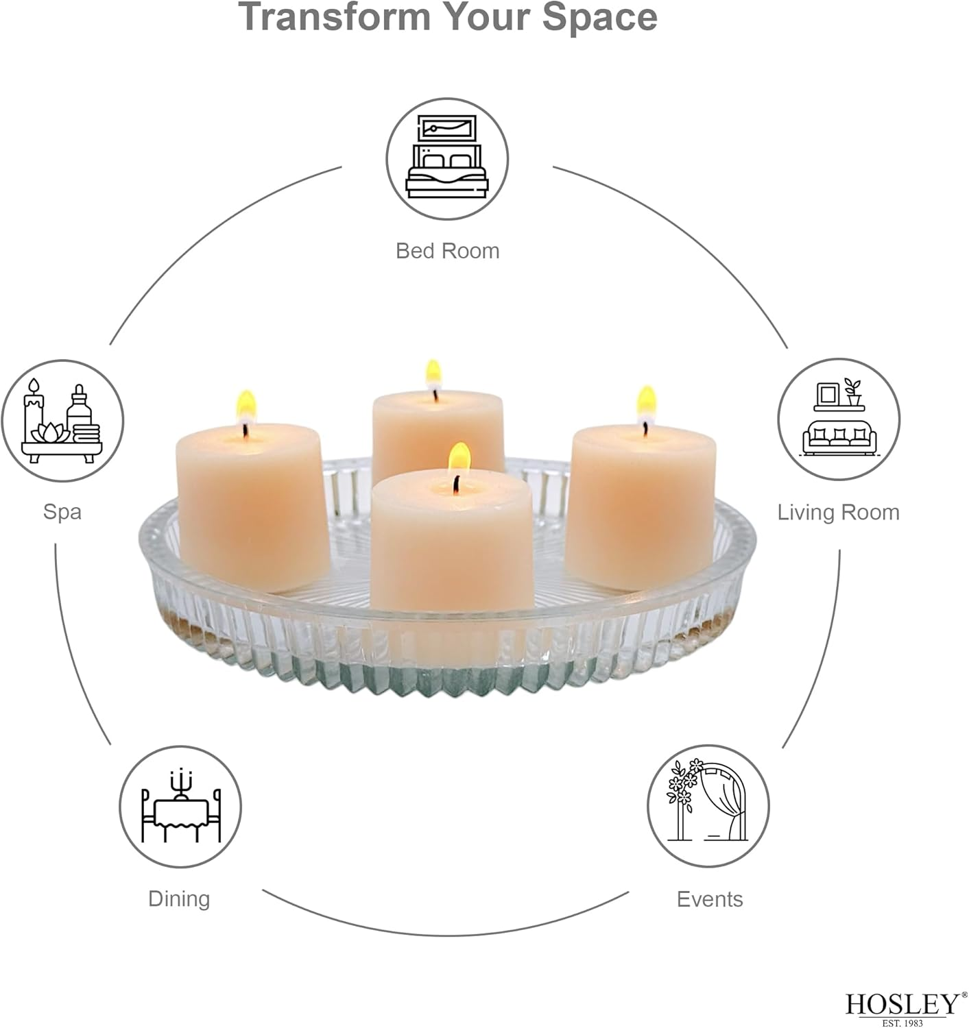 Hosley Set of 72 Unscented Ivory Votive Candles up to 10-Hours. Bulk Buy. Wax Blend. Ideal for Weddings Birthday Aromatherapy Party Candle Gardens. W5 image number 3