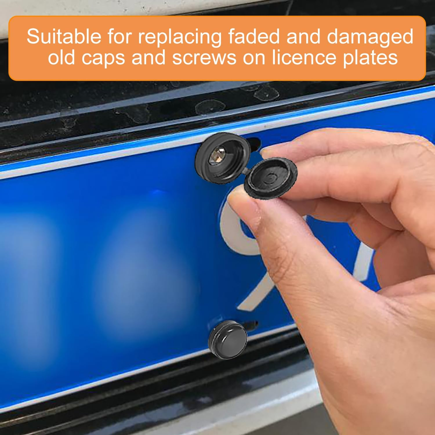 48 Pcs Number Plate Screws and Caps Set, 12 Black, 12 White and 12 Yellow, 12 Self Tapping Screws, License Plate Screw Caps Car License Plate Fixing Devices