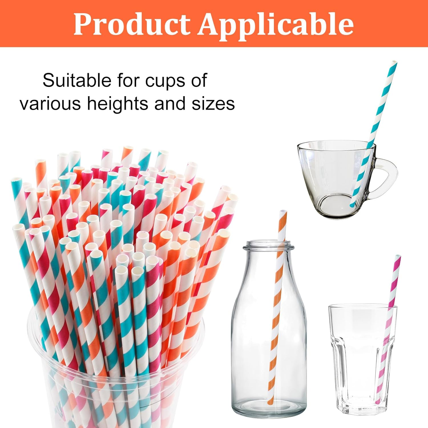 Bushhaven 200 Count Bulk Biodegradable Paper Straws in Assorted Colors, Plastic Free Eco-Friendly Straws for Parties, Celebrations, Events, Cocktails, Juice, Smoothies, Milkshakes, Coffee and Soda image number 1