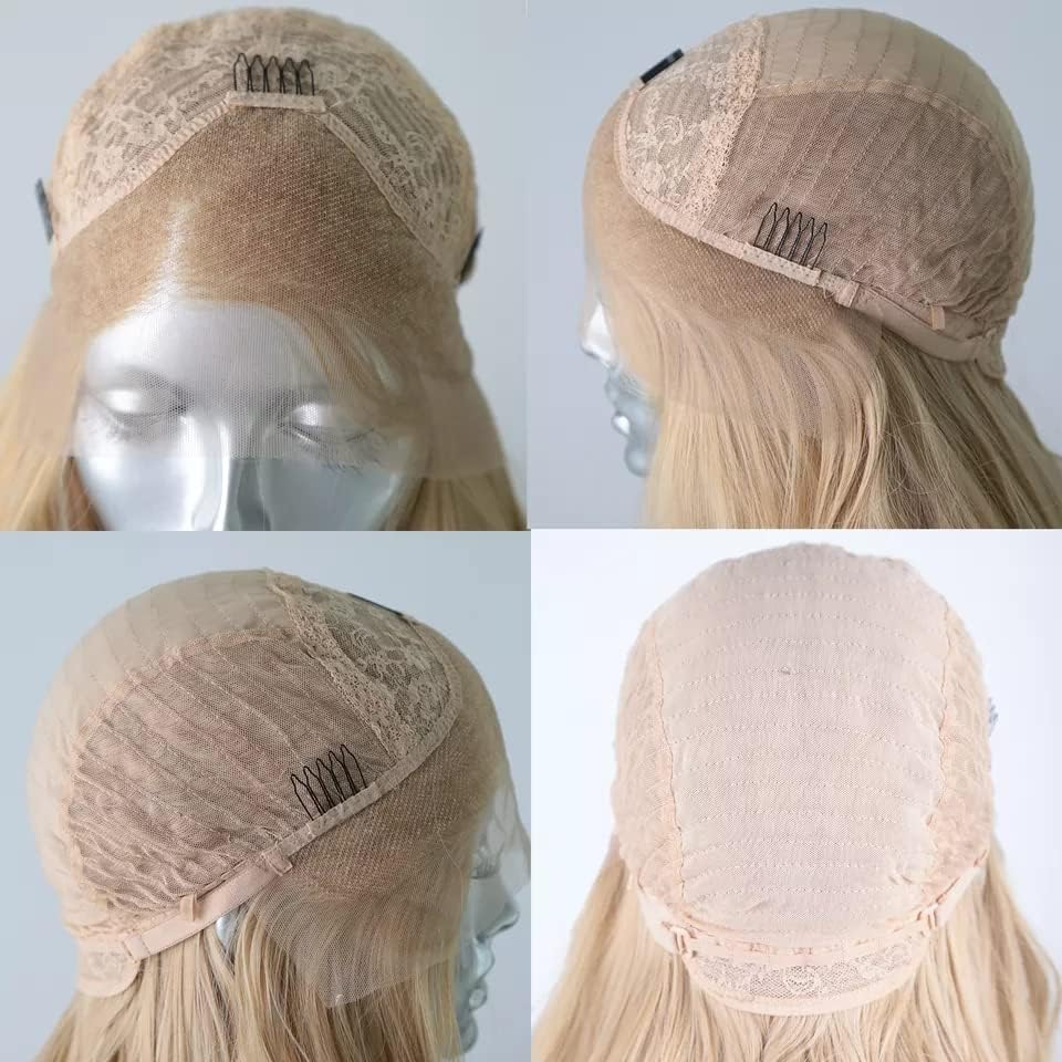 Mixed Blonde Lace Wigs Long Curly 13X4 Lace Synthetic Lace Front Wig Golden Wig for Women Long Wavy Wig Heat Resistant Wig Free Part Wig Halloween Cosplay Makeup Wig 24" image number 4