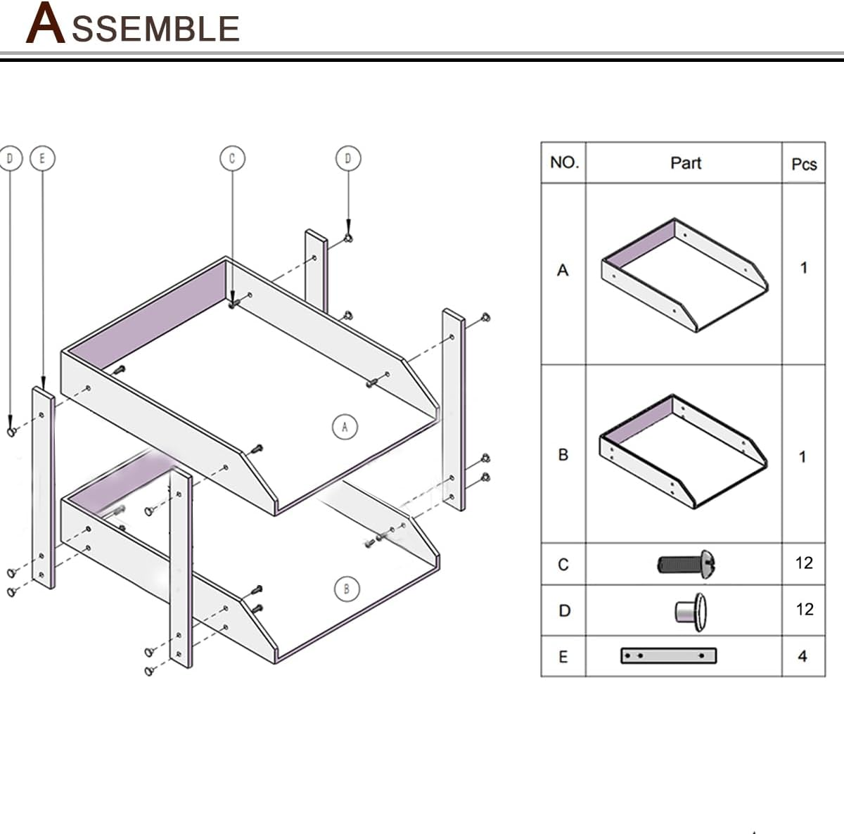 KINGFOM Office Desktop Files Collection Letter Tray A4 Print Papers Document Holder Leather Wooden Structure 2 Trays (Brown) A230-Brown image number 4