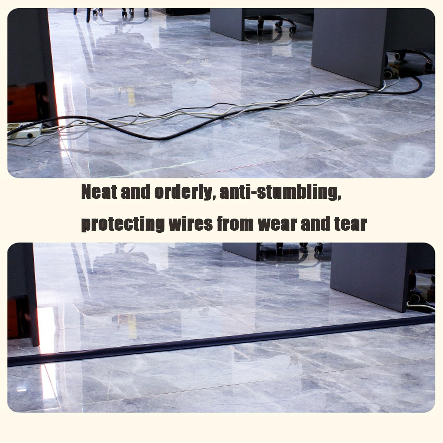 Shengsenfu Cable Grip Floor Cable Cover Cords Cable Protector Cable Management for Commercial Office Carpet, Cable Floor Strip Cord Cover Grip Floor Cable Protector Carpet, Carpet Wire Sleeving (1M) image number 6