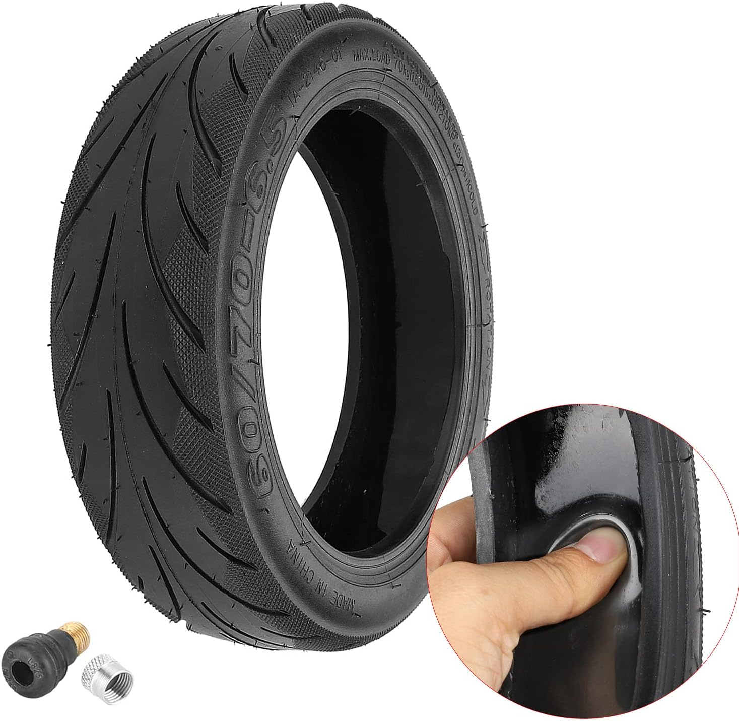 TREFAN 60/70-6.5 Tubeless Tyre with Gel Layer for Ninebot Max G30/G30D/G30D2/G30P/G30Lp/Max G2, Hiboy MAX Pro/S2 Max, for Xiaomi 5 Pro/Mi 5, Non-Slip, Wear-Resistant, Explosion-Proof (Pack of 1) image number 1