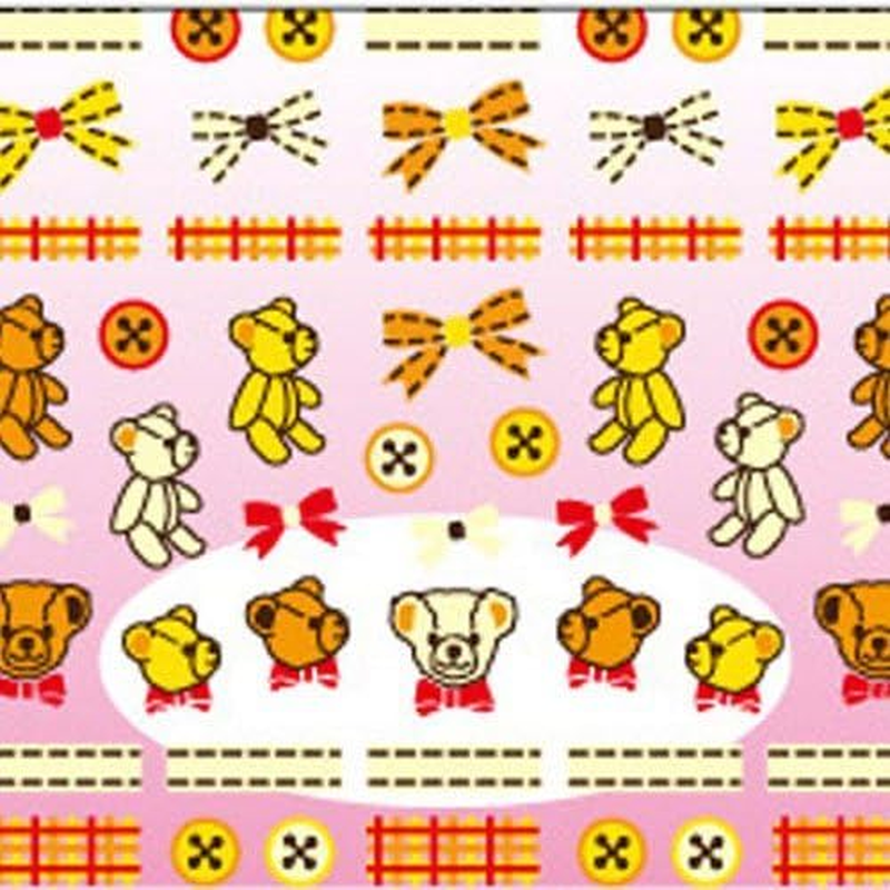 BN LFS-10 Cute Nail Stickers, Patchwork Bear, Yellow