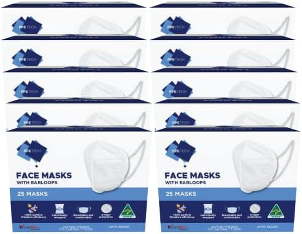 Australian Made P2 4-Layer Face Mask with Earloops - 250 Pack