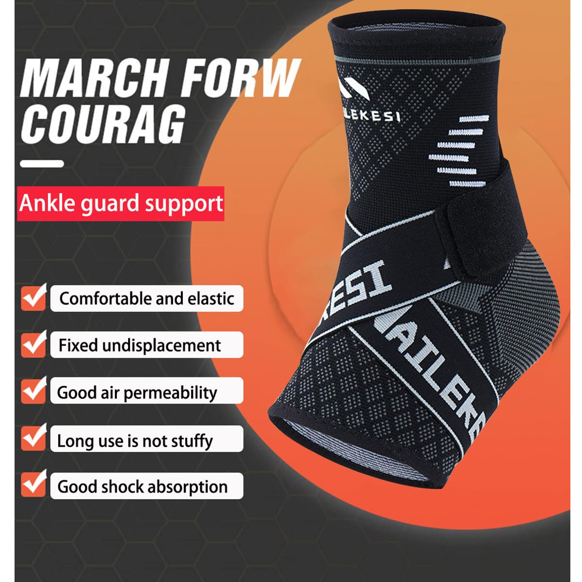  Ankle Support Brace，【 Strap Compression Fixation 】 Open-Heel Ankle Brace with Adjustable Straps for Sports Protect, Plantar Fasciitis, Achilles Tendonitis, Ligament Damage, Injury Recovery，Male and Female,No Distinction between Left and Right (Black, M) image number 5