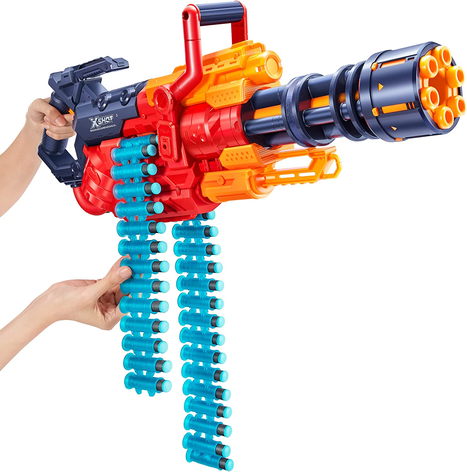 X-Shot Excel Crusher (35-Dart Clip + 48 Darts) by ZURU, Red Foam Dart Blaster, Toy Blaster, Belt Automatically Rotates, Slam Fire, Toys for Kids, Teens, Adults (Red)