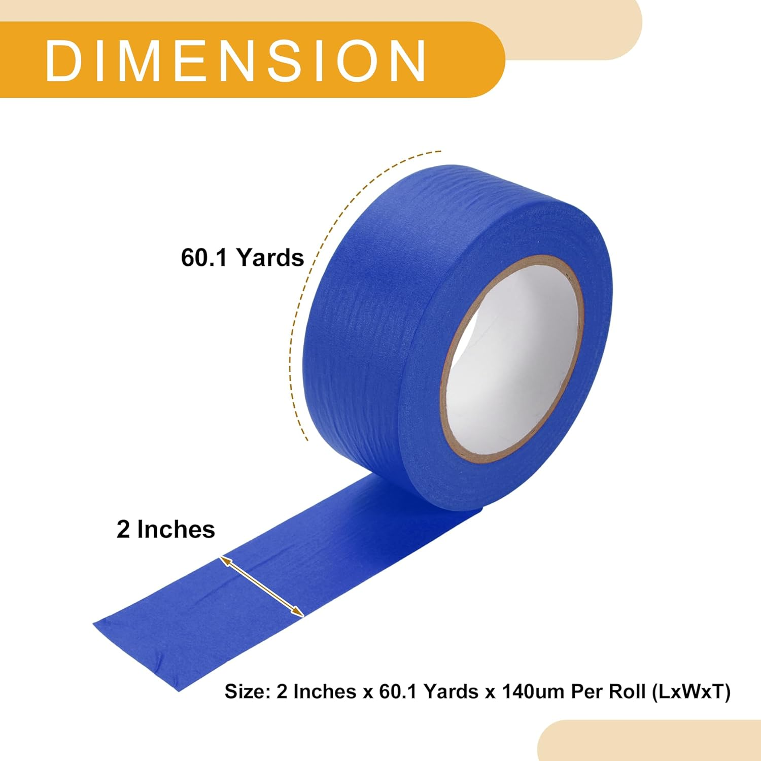 X AUTOHAUX 1 Pc 2 Inches X 60.1 Yards Universal Painters Tape - DIY Car Auto Paint for Masking Tape No Residue - Crepe Paper Blue image number 3