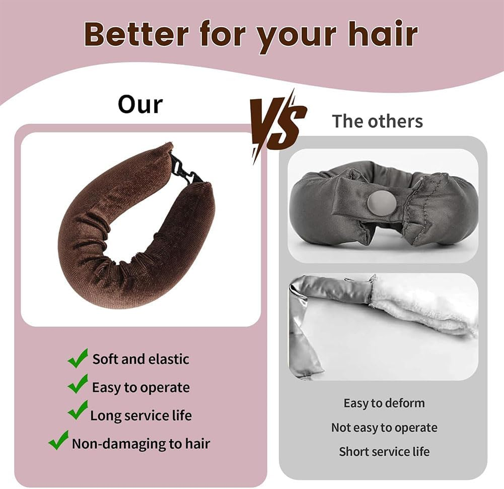 Aufondof Heatless Hair Curler Velvet, 4 Pcs Rollers for Overnight Curls to Sleep In, Overnight Blowout Rods Heatless Curls for Short Long Hair All Hair Types Styling Tools, Brown image number 4