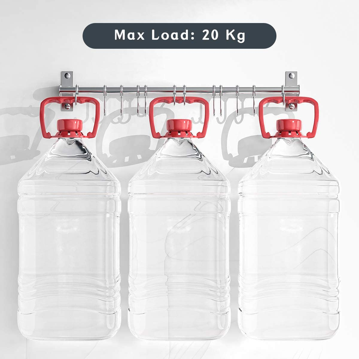 Booxihome Wall Mounted Utensil Rack, Stainless Steel Hanging Kitchen Rail with 12 Removable Hooks, Hanger Organizer for Utensil 50Cm(20") image number 3