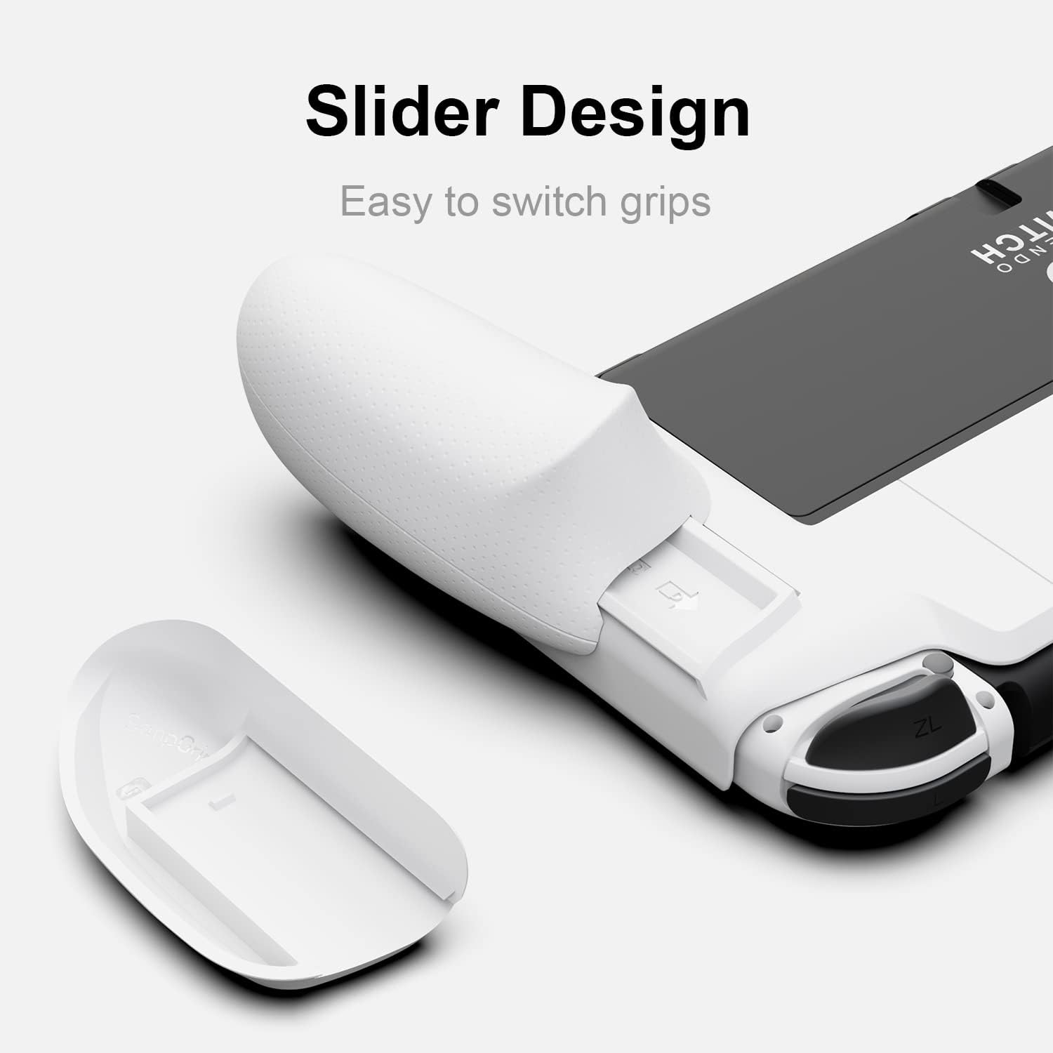 Skull & Co. Neogrip Bundle: an Ergonomic Grip Hard Shell with Replaceable Grips [To Fit All Hands Sizes] for Nintendo Switch OLED and Regular Model [With Carrying Case] - Neon Blue(L)+Neon Red(R) image number 3