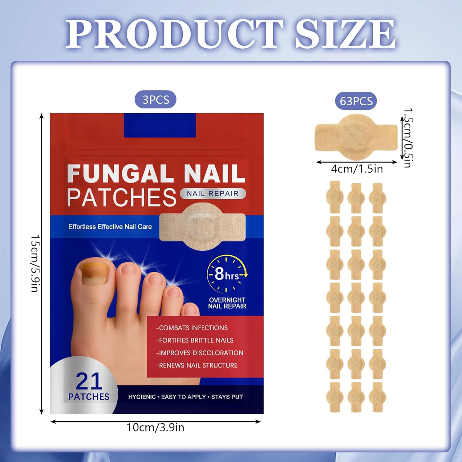 3 Packs of Toenail Treatment, Nail Digging Repair Patches, Split Nail Repair Strengthening Nails, Nail Digging Repair Plasters for Damaged Nails and the Appearance of Discoloured Nails image number 4