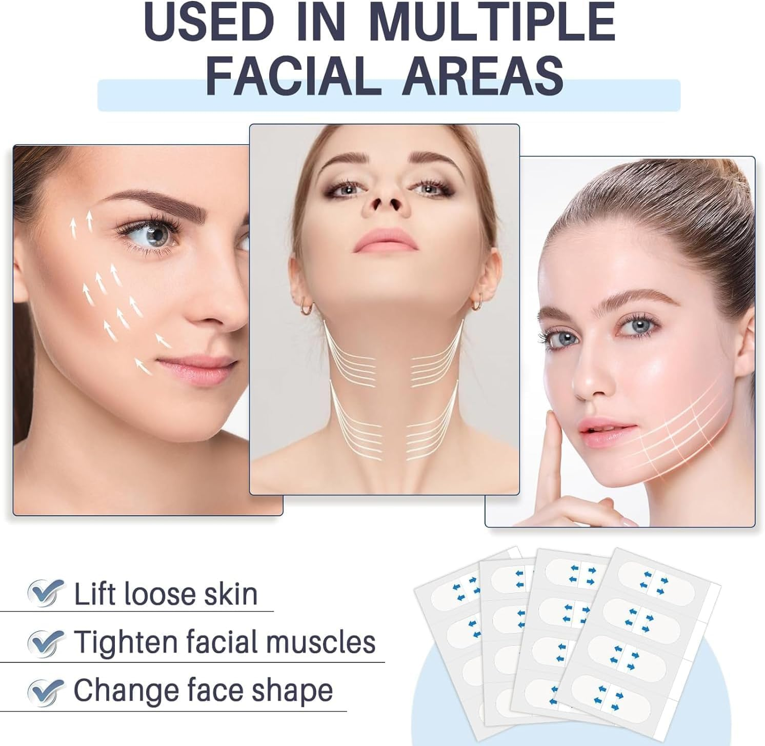 LGLAU Face Lift Tape,Face Tape Lift Invisible Waterproof Face Stickers, Instant Makeup Face Lift Tool, Face Lift Stickers for Concealing Wrinkles Double Chin Sagging Tightening Skin 40Pcs image number 4
