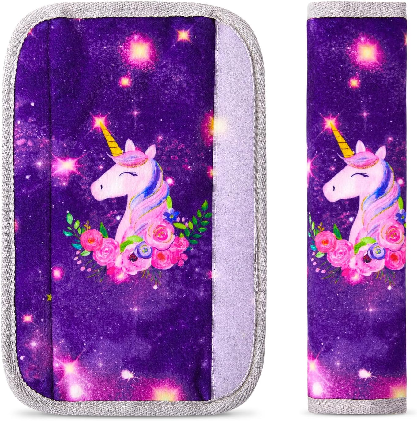 MHJY Seat Belt Pads for Kids Seatbelt Strap Cover 2 Packs Unicorn Car Seat Belt Covers Soft Comfortable Harness Pad for Toddlers Girls Boys Children, Rainbow