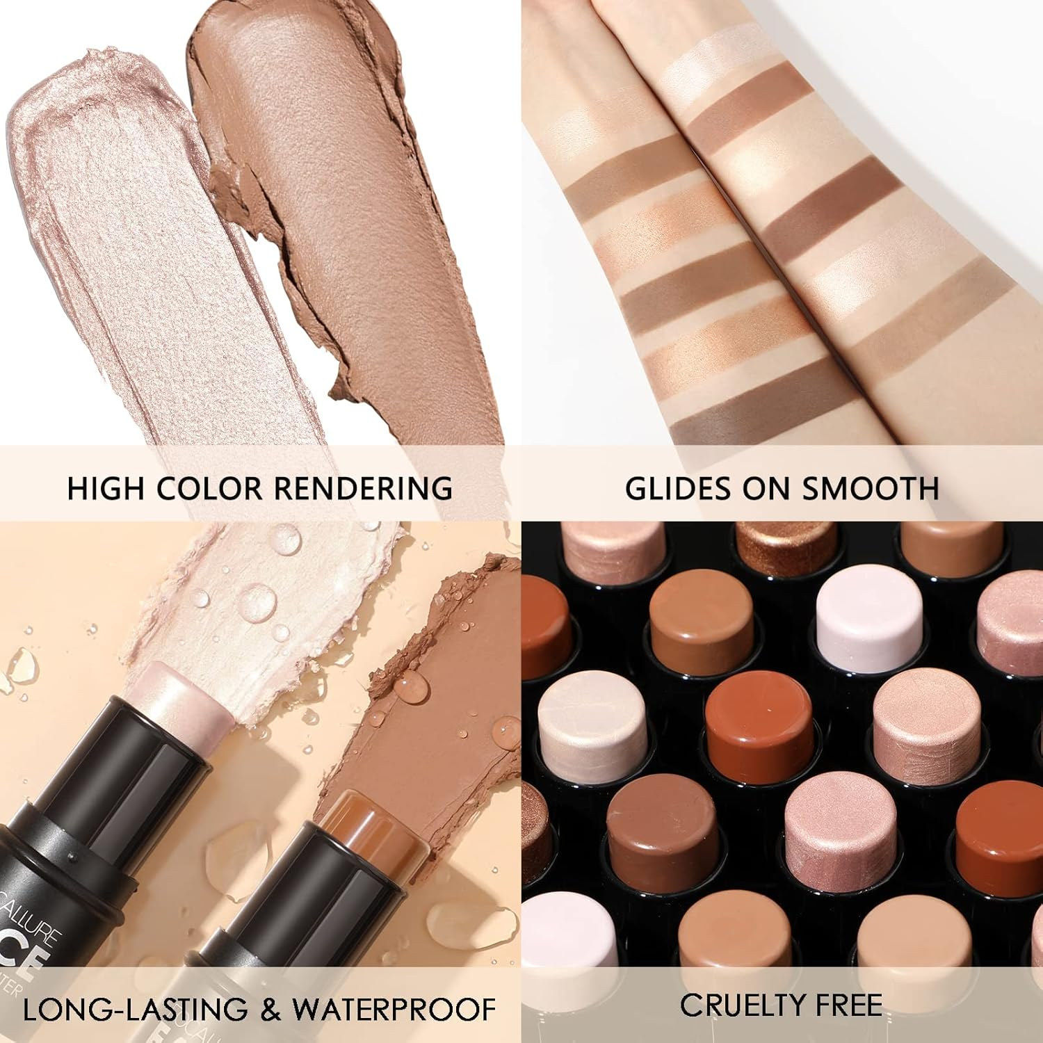 Contouring Stick, Highlighter and Bronzer Contour Pen, Creamy Texture, Long-Lasting Contours, Brightens the Face Make-Up Contouring Pen for Face and Neck (2 Pieces, 10) image number 5