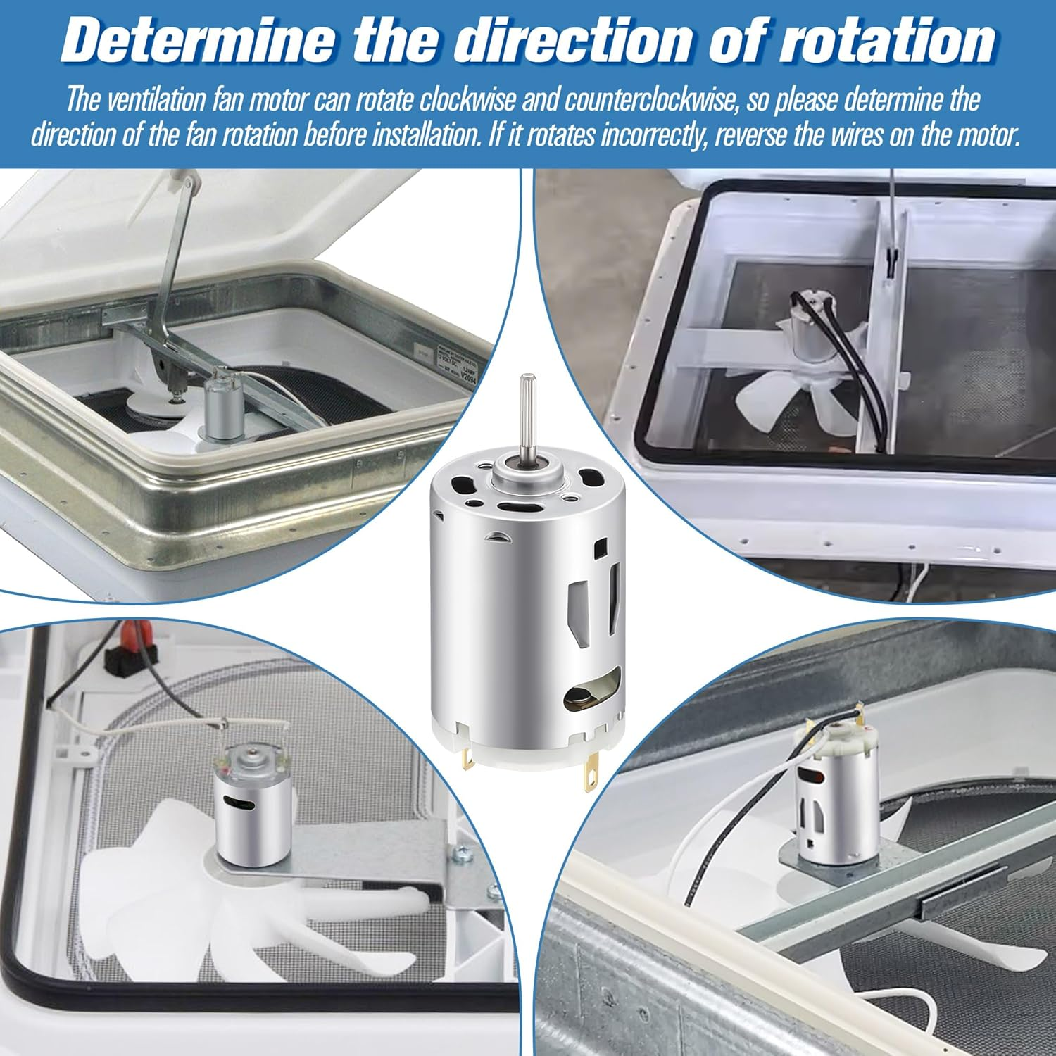 Saillong 12V DC Fan Motor Compatible with Ventline BVD0218-00, RV Vent Motor Compatible with Ventline Ventadome Lids and Accessories, round Shaft Motor for Bathroom Roof Exhaust Fan Motor Replacement image number 3