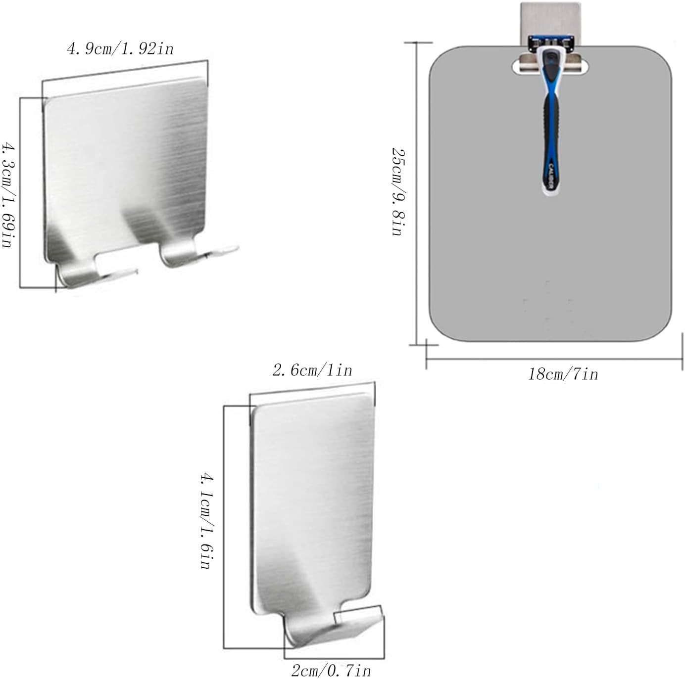 Hysgscwd Shower Mirror anti Fog, 25 * 18CM Anti-Fog Hanging Shaving Mirror, Shatterproof Fogless Shower Mirror with 2 Steel Razor Hooks Holder, Unbreakable Deluxe Plexiglass Makeup Mirror for Bathroom image number 4