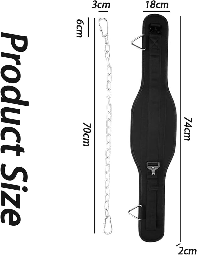 Dip Belt for Weightlifting with 70Cm Steel Chain, Pull-Ups Belt Weight Belt Gym Lifting Belt for Powerlifting for Weight Lifting, Squat, Strength Training, Gym Fitness