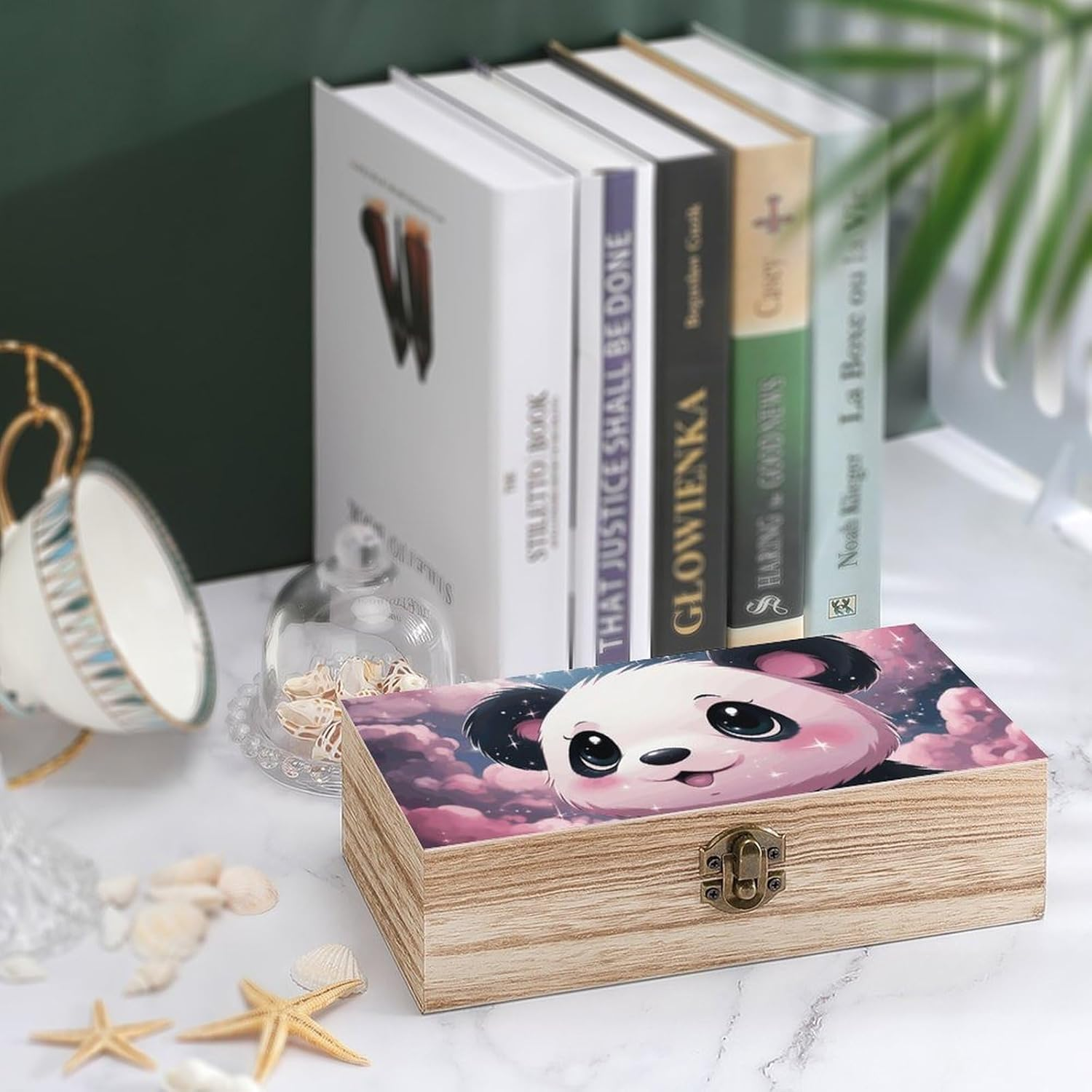 Panda Wooden Box Wood Wedding Keepsake Boxes with Lids Small Decorative Boxes Lightweight Wooden Memory Storage Box for Crafts Keepsakes Jewelry Photo Letter Storage image number 4