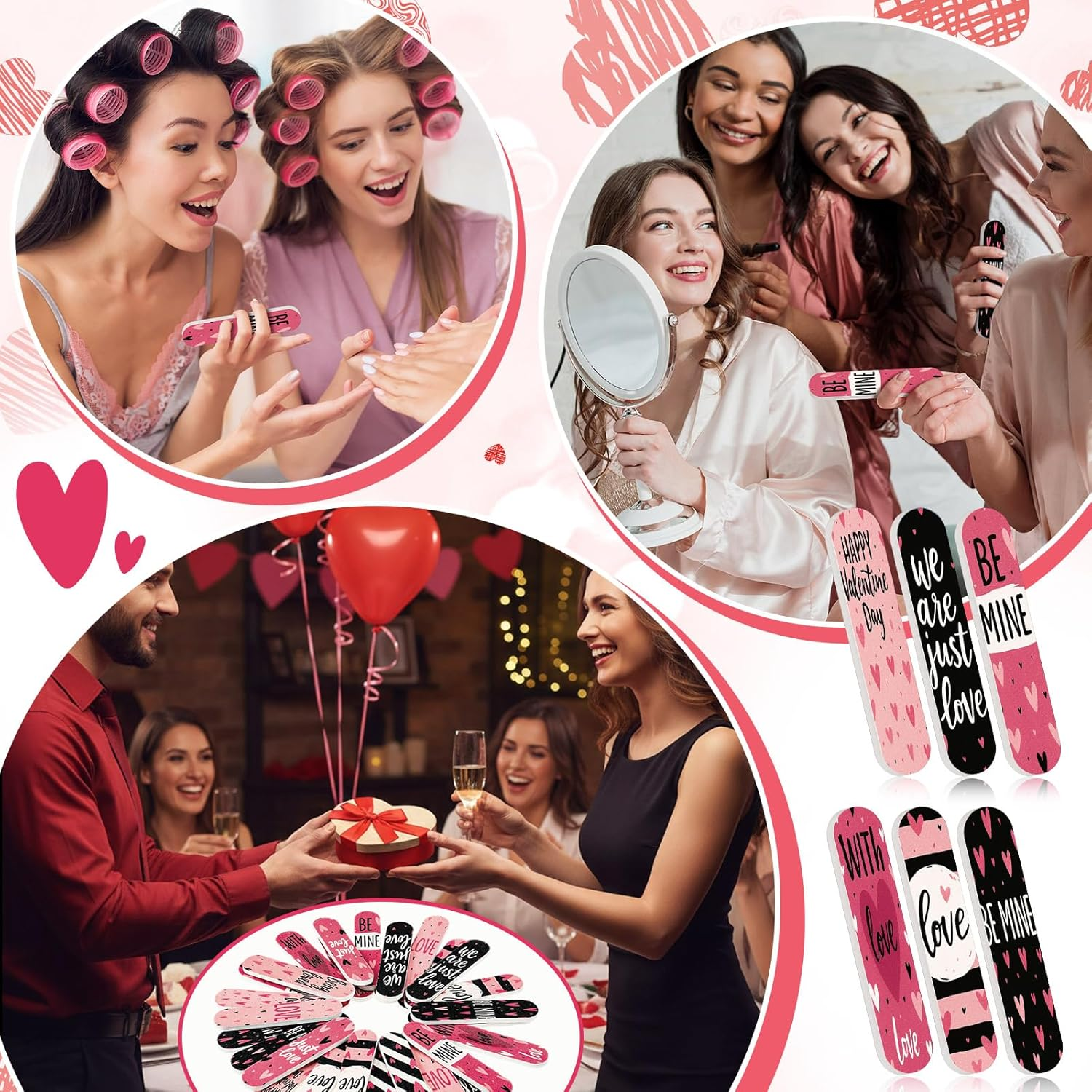 Lanties 50 Pcs Valentine'S Day Mini Nail File Exchange Gifts Bulk for Women Double Sided Love Nail Files Mini Thank You Red Emery Boards Manicure Tools for Valentine'S Day Favors Gifts Supplies image number 3
