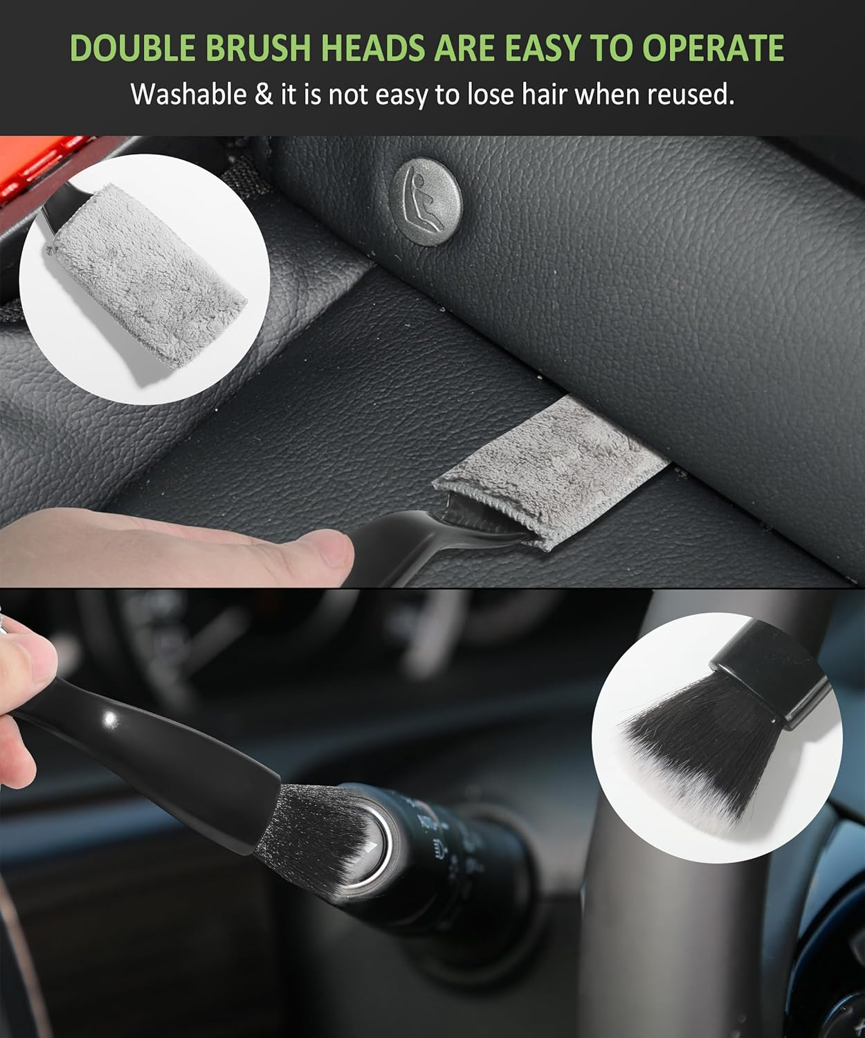 AOCISKA Car Detailing Brush,Car Detailing Kit Interior Cleaner,Car Detailing Brushes Car Cleaning Tool,Car Cleaning Brush Interior,Car Detail Brush Cleaning Tool (Black) image number 4