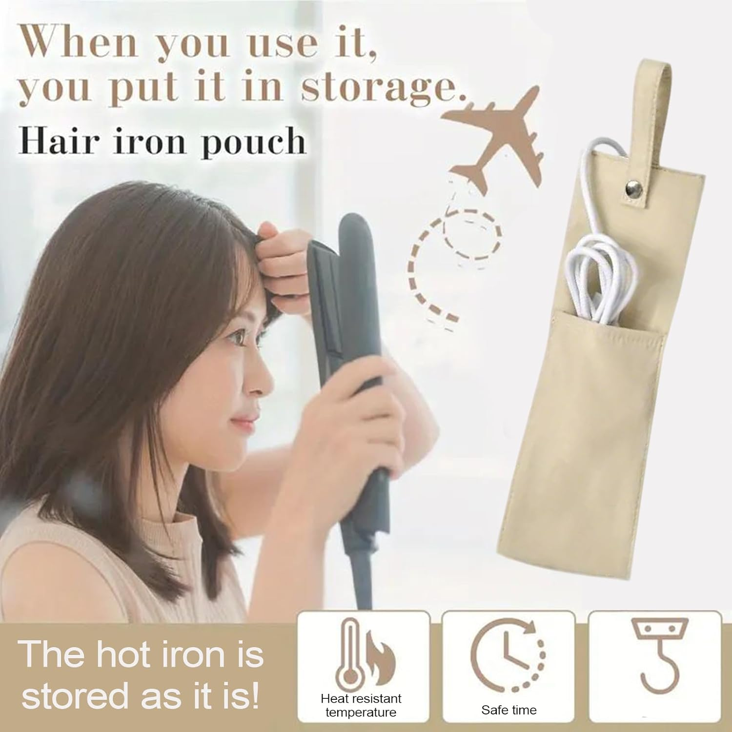 Veasbuu Curling Iron Travel Bag | Heat Resistant Storage Pouch - Dustproof Waterproof Hair Styling Tool Organizer for Travel Vanity Table RV Salon Hairstylist Makeup Station Home