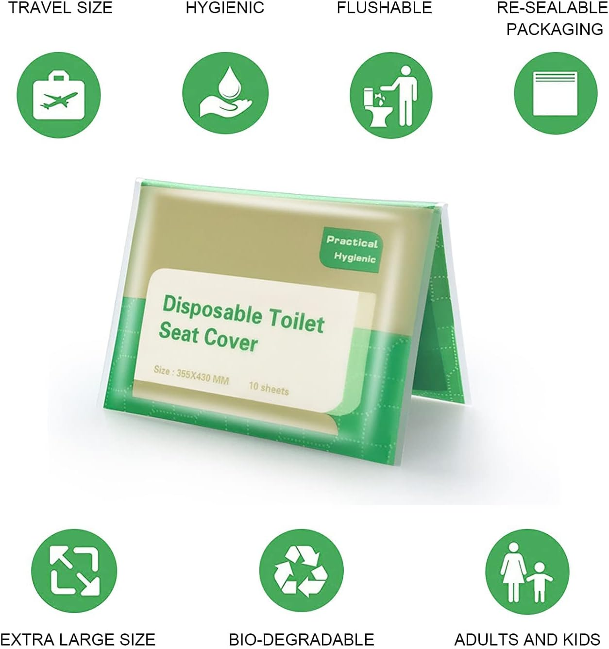 Toilet Seat Covers Disposable, Disposable Flushable Paper Toilet Seat Cover Portable for Adult and Kids' Potty Training, Travel Essential Accessories for Airplane, School, Camping, 50 PCS image number 3